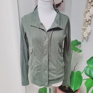 Madewell Hi-Line Olive Green Jacket Military Style‎ Snap Button Up Small Utility